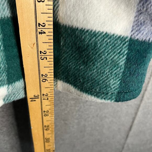 Denim & Co. Canyon Retreat Cozy Plaid Collared Button Front Shac Green X-Large - Picture 4 of 10